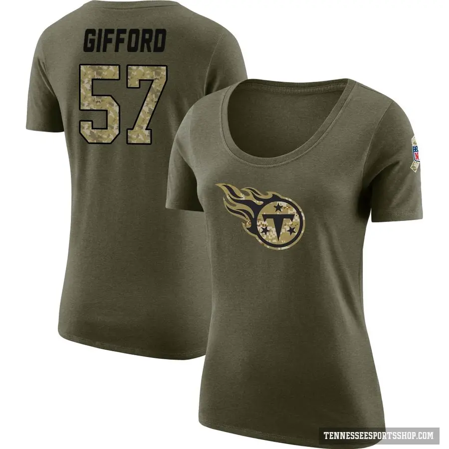 Women's ＃57 Luke Gifford Tennessee Titans Olive Salute to Service Scoop Neck T-Shirt