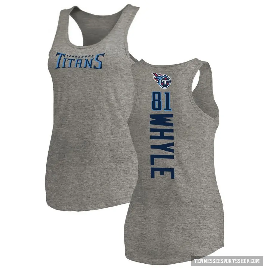 Women's ＃81 Josh Whyle Tennessee Titans Ash Backer Tank Top