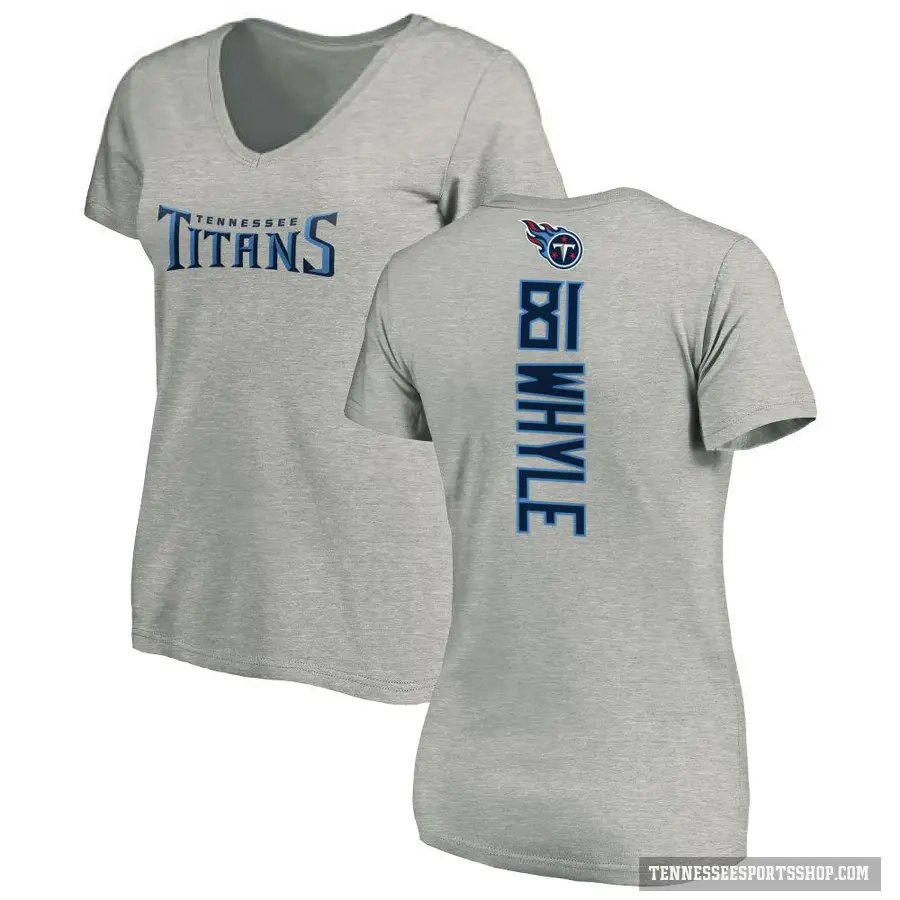 Women's ＃81 Josh Whyle Tennessee Titans Ash Backer V-Neck T-Shirt