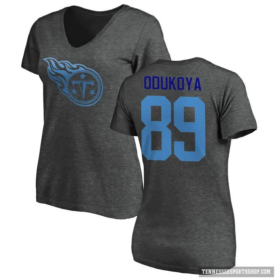 Women's ＃89 Thomas Odukoya Tennessee Titans Ash One Color T-Shirt