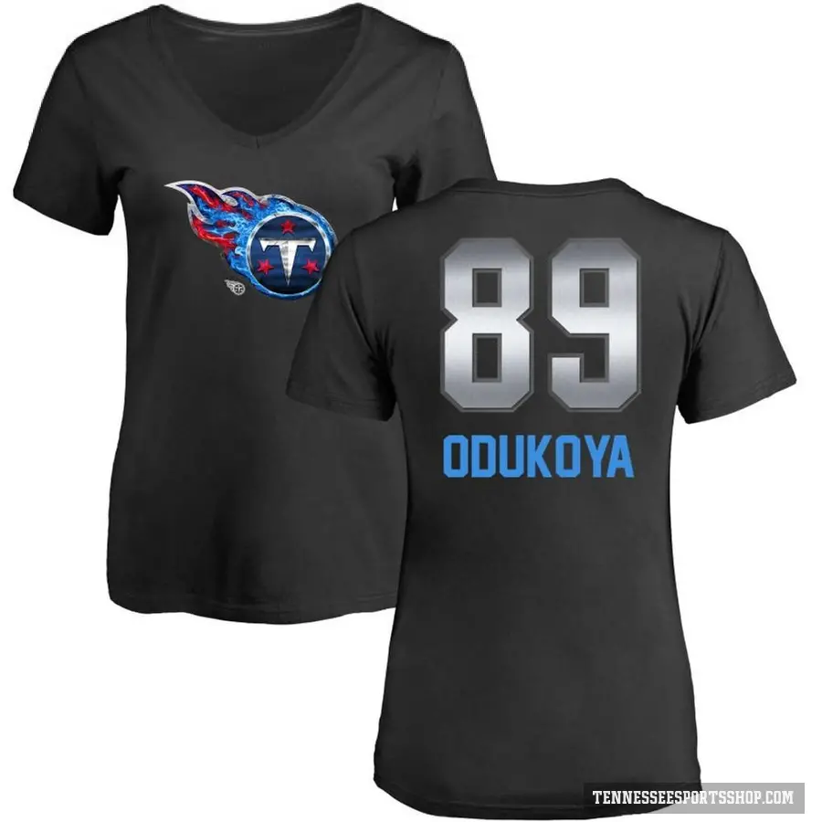 Women's ＃89 Thomas Odukoya Tennessee Titans Black Midnight Mascot T-Shirt