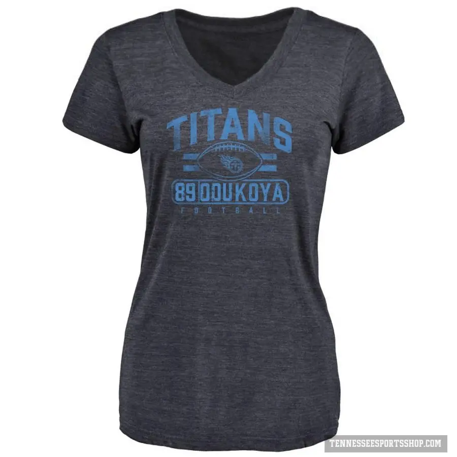 Women's ＃89 Thomas Odukoya Tennessee Titans Navy Flanker T-Shirt