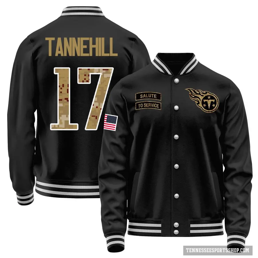 Youth ＃17 Ryan Tannehill Tennessee Titans Black Salute to Service Sideline Performance Jacket