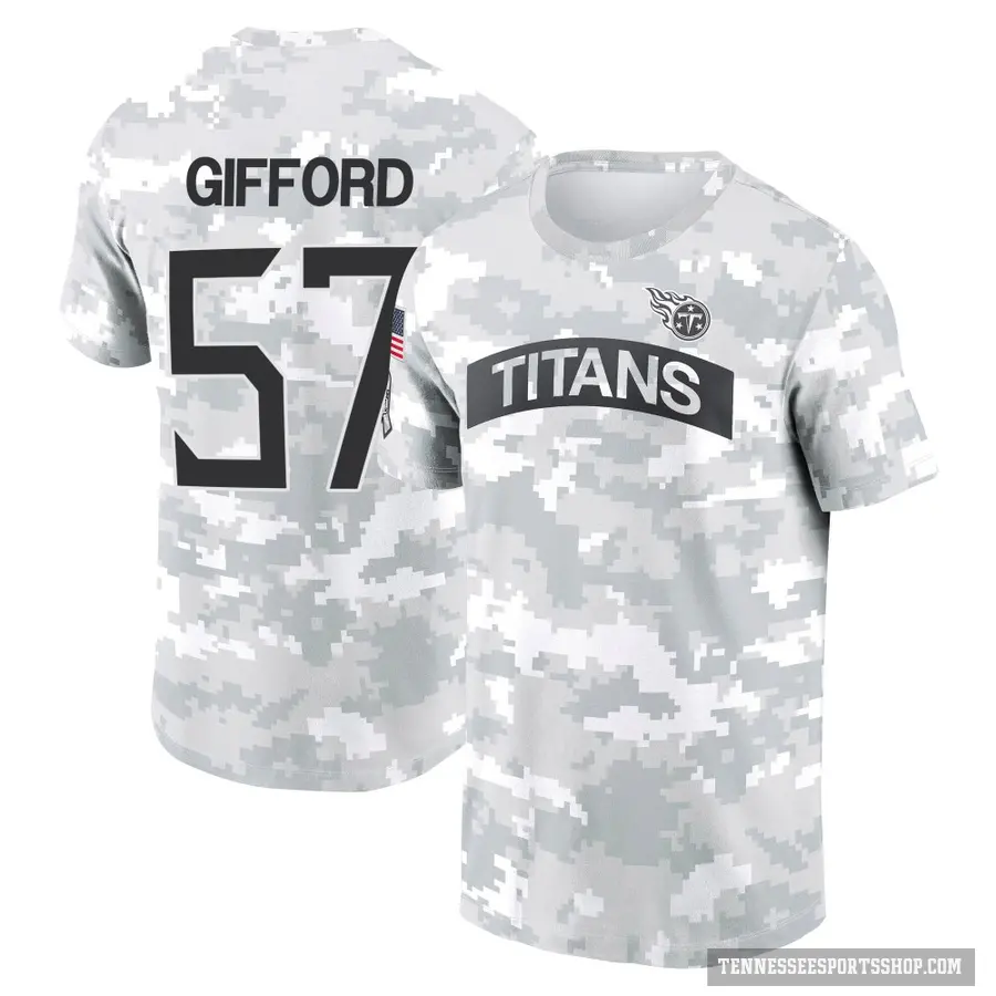 Youth ＃57 Luke Gifford Tennessee Titans Camo Arctic 2024 Salute to Service Performance T-Shirt