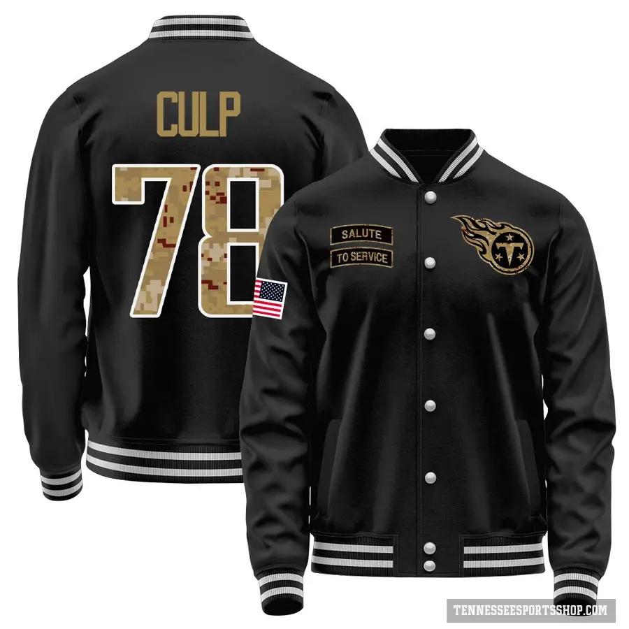 Youth ＃78 Curley Culp Tennessee Titans Black Salute to Service Sideline Performance Jacket