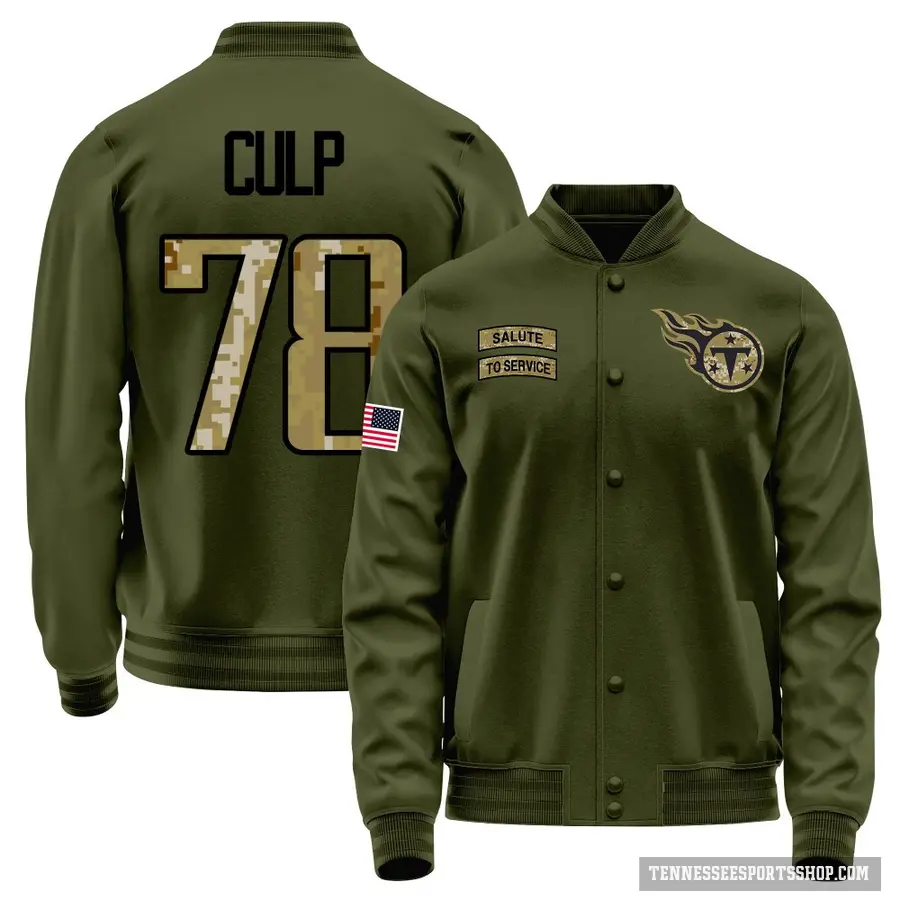 Youth ＃78 Curley Culp Tennessee Titans Olive Salute to Service Sideline Performance Jacket