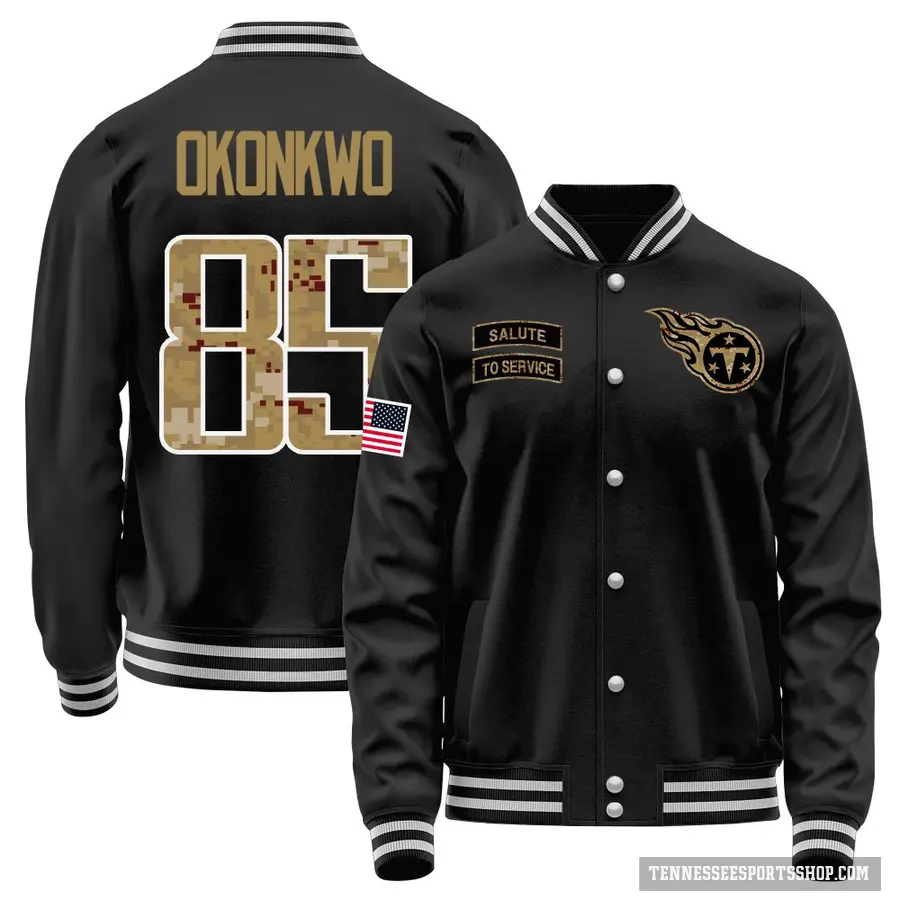 Youth ＃85 Chig Okonkwo Tennessee Titans Black Salute to Service Sideline Performance Jacket