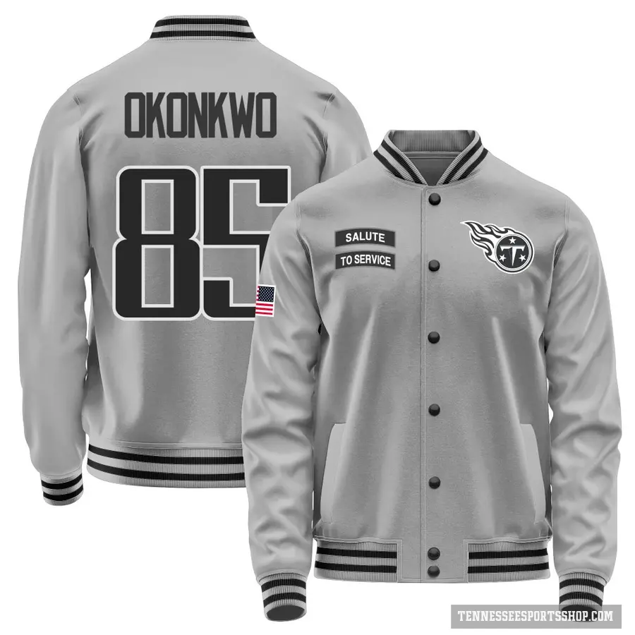 Youth ＃85 Chig Okonkwo Tennessee Titans Gray Salute to Service Performance Jacket